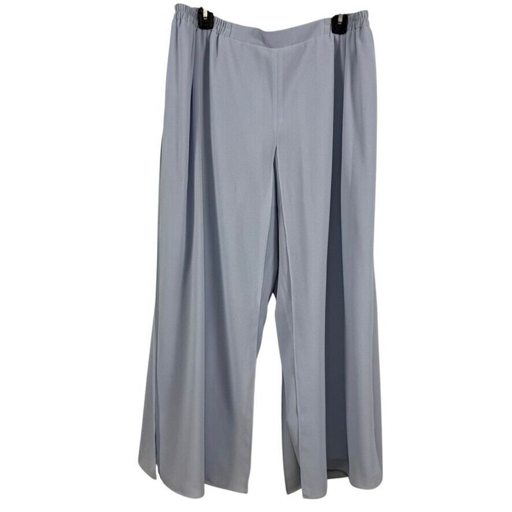 R&M Richards Womens Light Blue Lined Flowy Wide Leg Dressy Pants Petite sz 18 WP